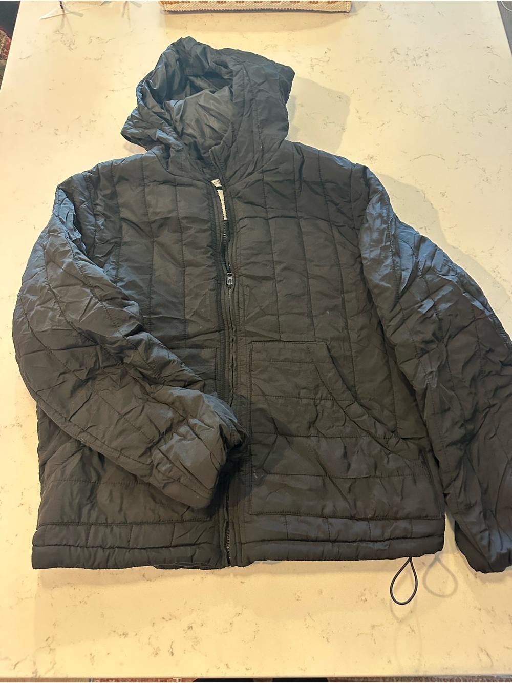 a new day Men's Black Quilted Hooded Puffer Jacket